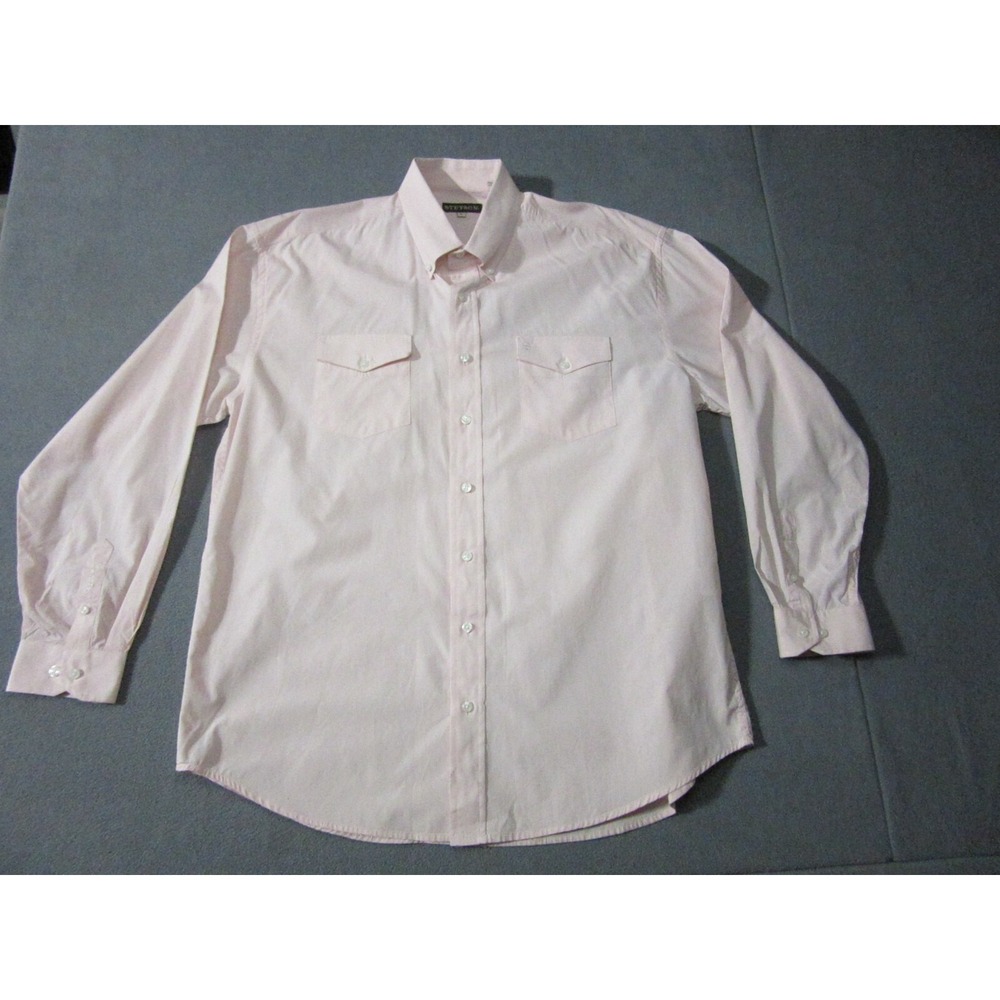 Stetson Shirt Mens XL Pink Western Classic Pleated Long Sleeve Button-Up